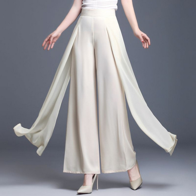 댄스복 바지 여성용 쉬폰 와이드 팬츠 캐주얼 하이웨스트 샤랄라 댄스 팬츠 트임 팬츠 뉴타임즈 T091Q250