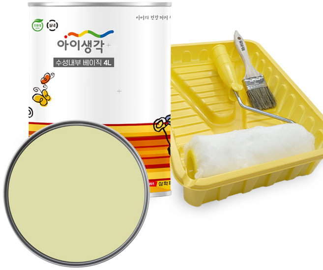 삼화페인트 아이생각 친환경 페인트 벽지 수성 내부 롤러7인치 붓 트레이세트, 1세트, 4L, 0097B