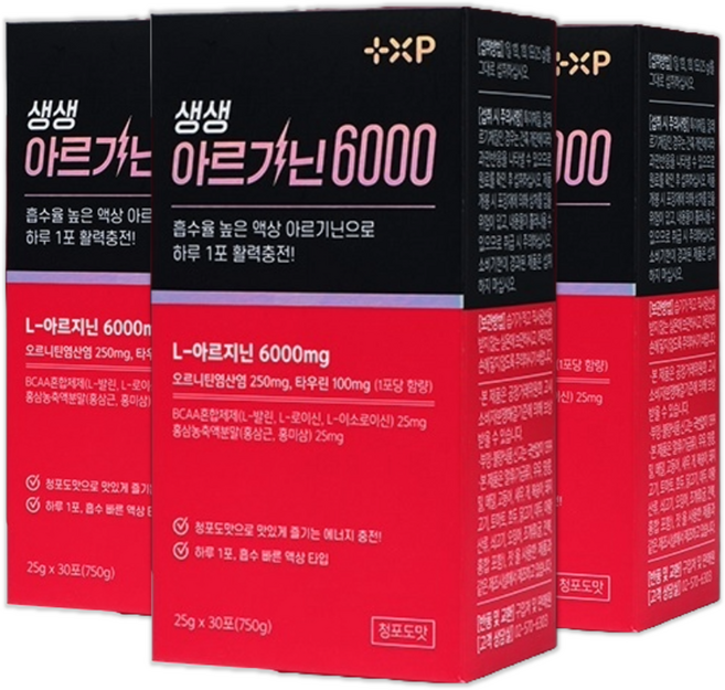 고함량 아르기닌 6000 활력 게이지 리부트 높이는 액상 스틱, 90개, 1회분