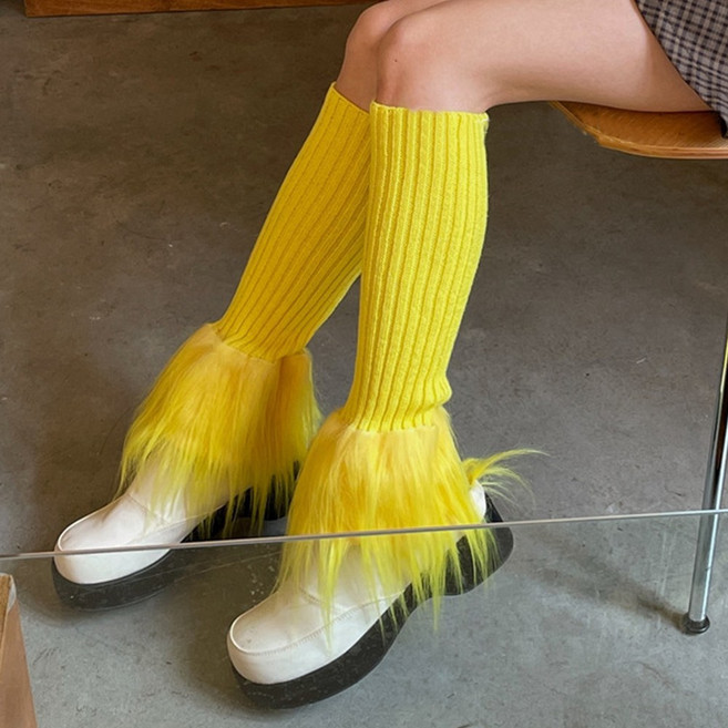 하이유니 눈꽃 퍼 골지 니트 발목 토시 다리 레그 워머 40cm