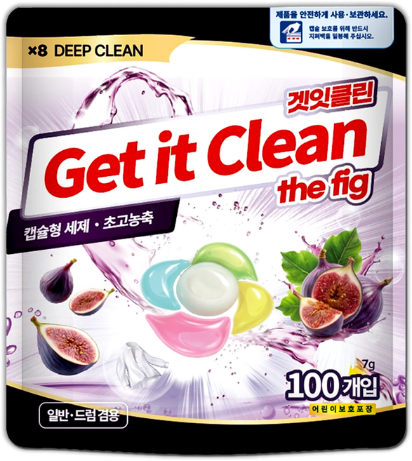 겟잇클린 캡슐 세탁세제 무화과향, 1개, 100개입