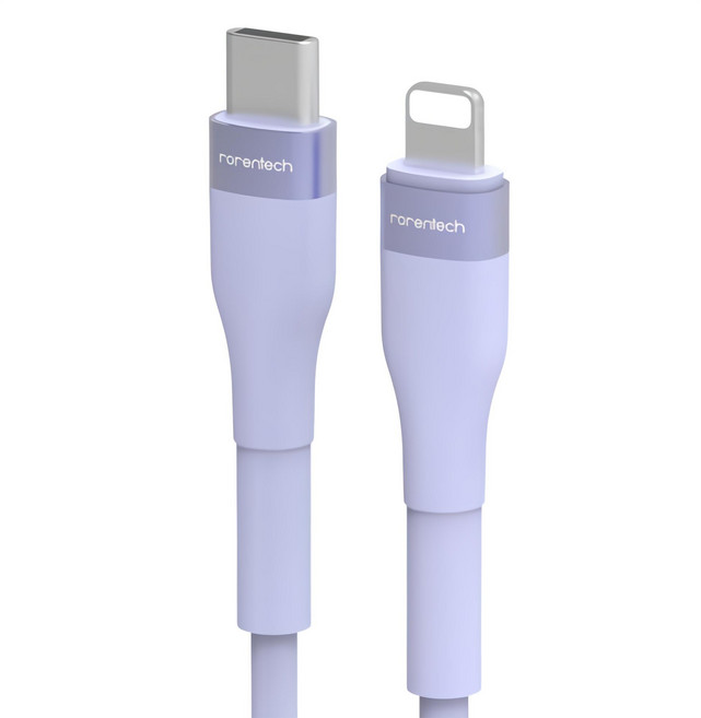 rorentech iPhone 適用粉彩 C to 8-pin PD 高速充電線, 1條, 粉彩藍, 2.4m