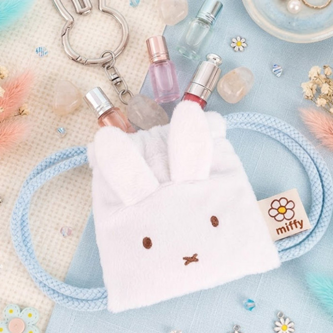 미피 미니 스트링 파우치키링 화이트 솜사탕 파우치 가방걸이 키홀더 화장품 소지품 수납함