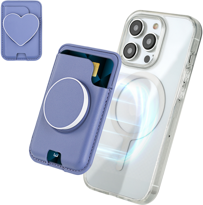 아이시(isee) 2배 초강력 자력 맥세이프 카드지갑 그립톡 (슬림/강력고정), 위스테리아, 1세트