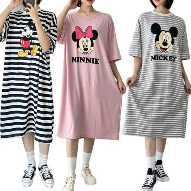 디즈니 정품 미키 미니 반팔 원피스 홈웨어 국내 생산 빅사이즈