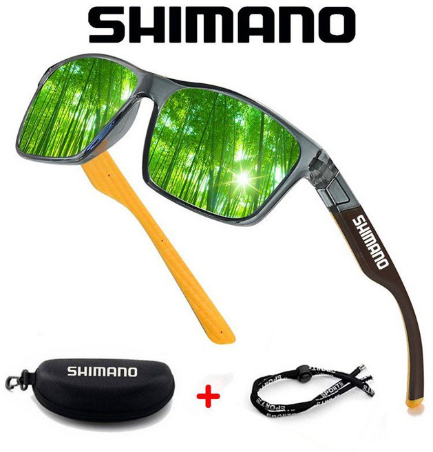 시마노/Shimano 편안한 대만 낚시 Luya 선글라스 운전 편광 렌즈 스포츠 고글 안경, 회색+노랑 프레임 그린 필름 (428), 1개