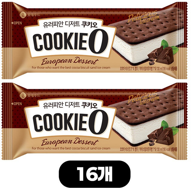 롯데 샌드 아이스크림 쿠키오, 16개, 130ml