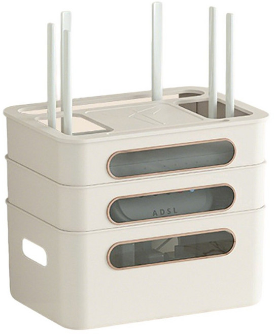 Qiaokao 공유기 선반 3단, 아프리콧 밀크 화이트, 1개