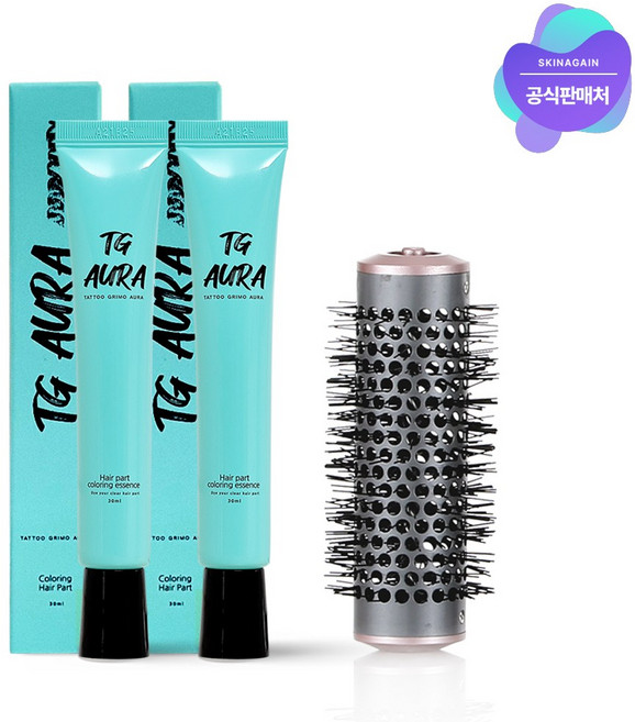 [공식판매처] 스킨어게인 타투그리모+아우라 헤어롤 패키지 (전용구성) 두피 정수리 가르마커버 염색효과 물들임 SA-TA01GHL01, 흑갈색+헤어롤 패키지, 2개