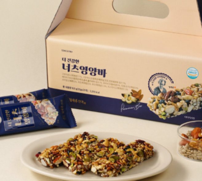 김규흔 한과 더 건강한 너츠 영양바 총25개입 (5개입 x 5), 1세트, 625g