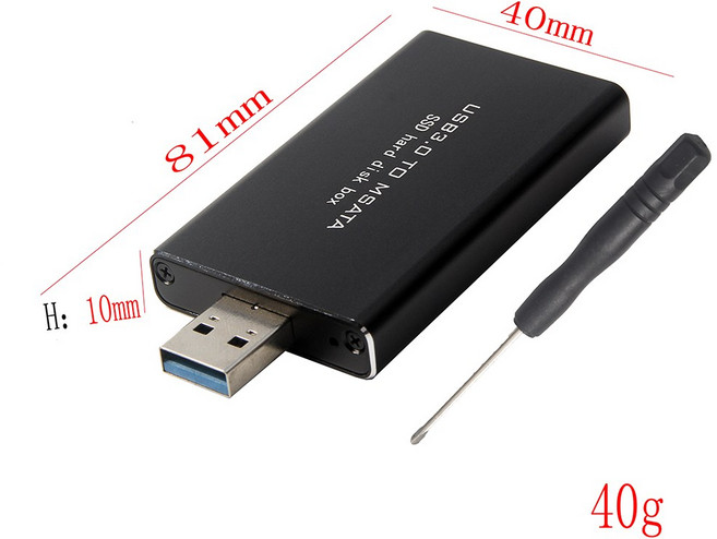 USB 3.0 - mSATA SSD 하드 디스크 박스 변환기 어댑터 인클로저 외부 케이스 1pc 알루미늄 하우징, 1개