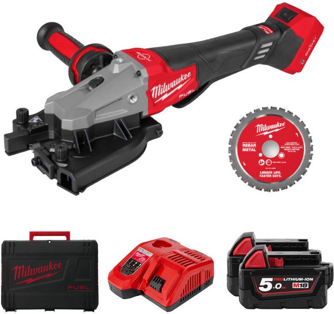 밀워키 M18 FRBCO32-502X 18V FUEL 철근 컷터 32mm 5.0Ah 배터리 2개 18V 충전기 케이스 컷터날 세트, 1개