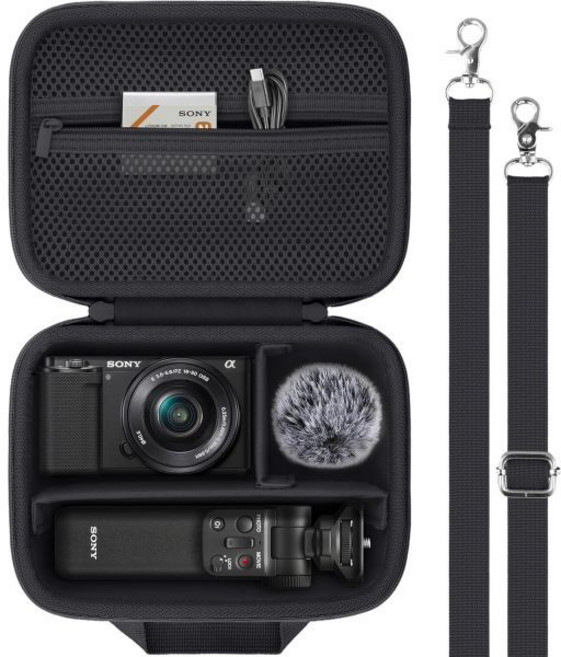 Baval 카메라케이스 카메라백 파우치 소니 ZV-E10/ZV-E1/ZV-E10 II 브이로그 디지털 카메라 하드 캐리 케이스용 트라이포드GP-VPT2BT 마이크 렌 및 액세서, 소니 ZV-E10/ZV-E1/ZV-E10 II용, Baval 검은색 케이스