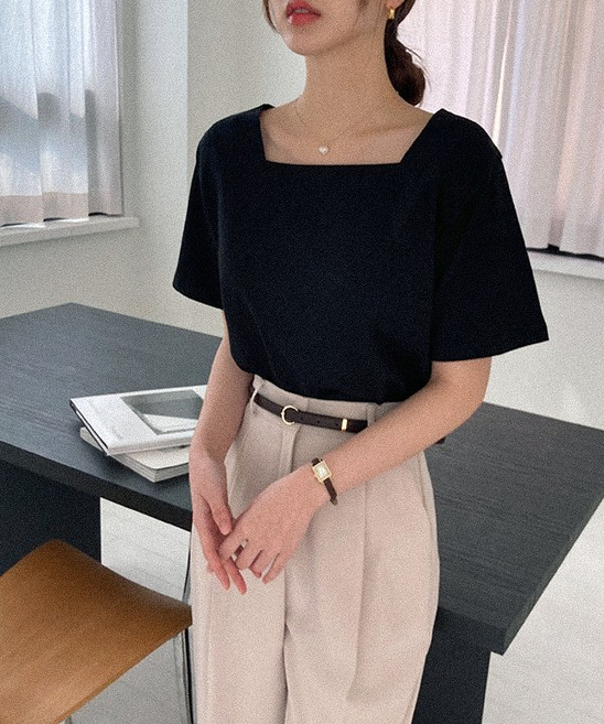 여리해 스퀘어넥 코튼 반팔티 (무료배송)