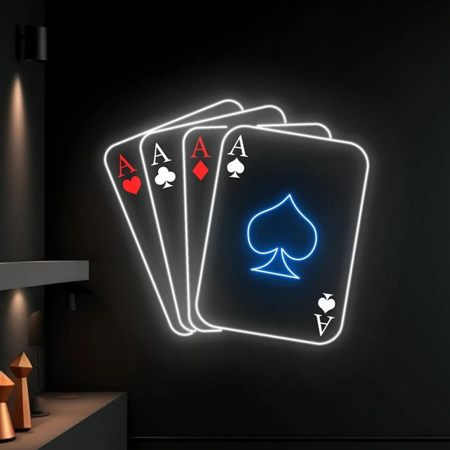 홀덤펍 네온 사인 포커 카드 카지노 트럼프 텍사스, 1개