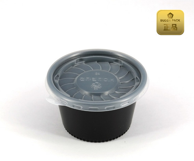 버디팩 90파이 PP 원형 용기 160ml 검정 (소스/국/반찬/포장 전자렌지 사용 가능 일회용), 1000세트, 1개