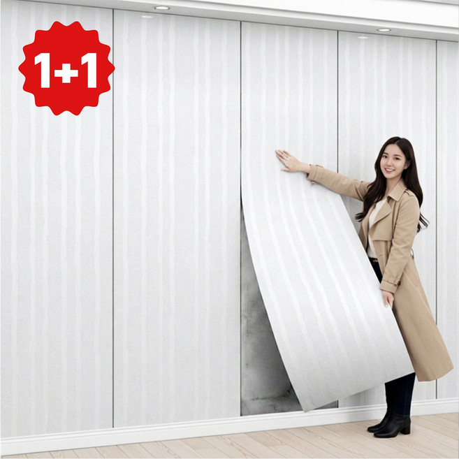 Soolink 인테리어 붙이는 벽지 방수 곰팡이방지 시트지 폼블럭 거실 놀이방 리노베이션 2P 60x300cm, 화이트C