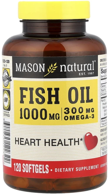 새해 첫좋은선물 Mason Natural 피쉬 오일 1000mg 소프트젤 120정 제대로 할인합니다, MasonNatural피쉬오일1000mg소프트젤120정, 1개 - 쿠팡