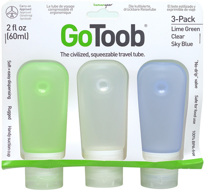 휴먼기어 고튜브 중형 3개입 실리콘 여행용 공병, 단품