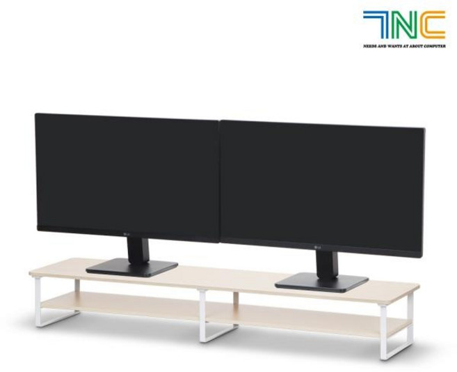 듀얼 모니터 받침대 높은 대형 선반 일체형 높이 15cm, 베이지, 1개