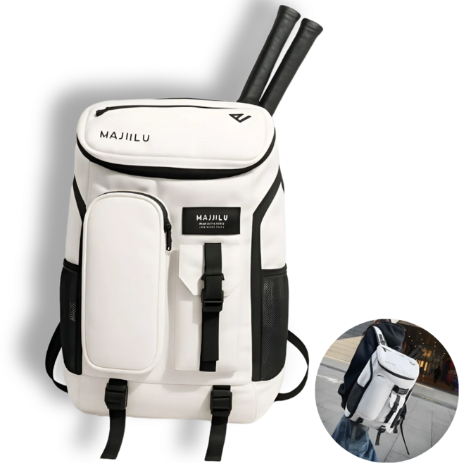 대용량 백팩 스포츠 가방 배드민턴 스쿼시 라켓백 헬스 여행 노트북 다기능 수납백, 화이트, 1개