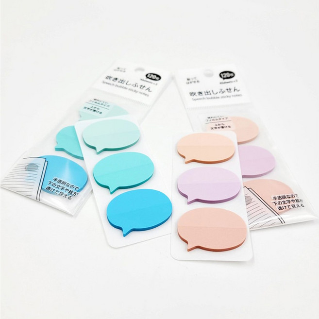일본 수입 감성 아기자기한 다이어리 꾸미기 말풍선 점착식 메모지, 2세트, 120매, 핑크+블루