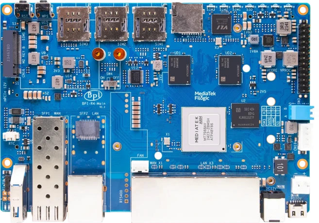 바나나 파이 BPI-R4 MediaTek MT7988A (Filogic 880) 쿼드 코어 암 Corex-A73 4GB DDR4 8GB eMMC 지지대 Op, 01 BPI-R4-8E