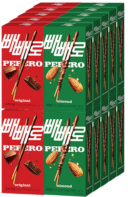 롯데 빼빼로 오리지널+아몬드, 10세트, 91g