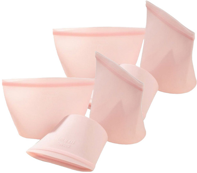 Tiger Pavilion 다용도 실리콘 지퍼백 3종 세트 500ml + 1000ml 1500ml, 2개, 핑크