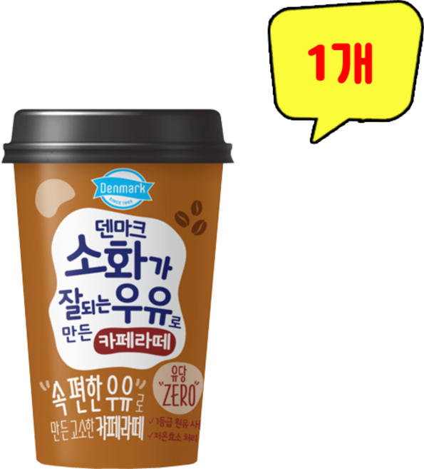 덴마크 소화가 잘되는 우유로 만든 카페라떼 컵커피, 1개, 250ml