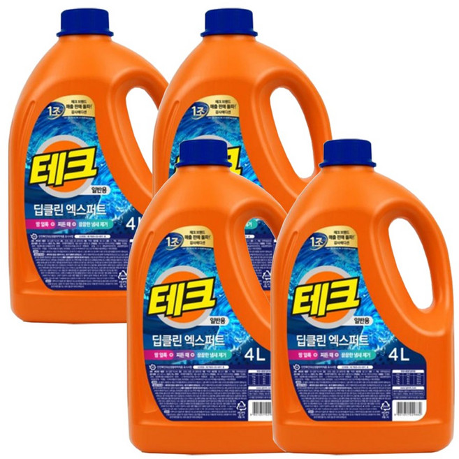 테크 딥클린 엑스퍼트 용기 일반용, 4개, 4L