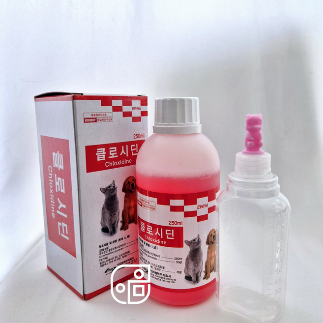 클로시딘 250ml+(100ml 투약병) 고양이 링웜 턱드름 강아지 피부 소독약 알파헥시딘, 1세트