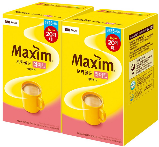 맥심 모카골드 라이트, 11g, 180개입, 2개