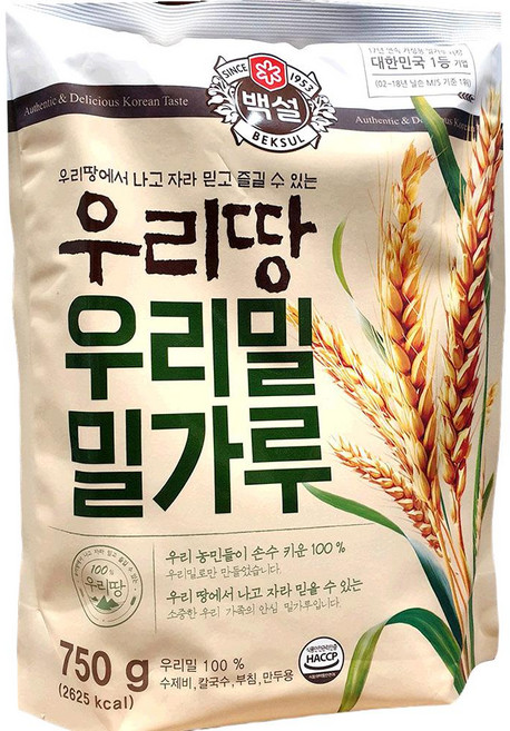백설 우리밀 밀가루 750g 국산, 1개