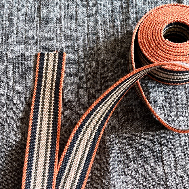 [ 웨이빙 ] 폭 3cm Lime & orange 웨이빙 가방끈 면끈 가방 스트랩 가방 부자재, 1개