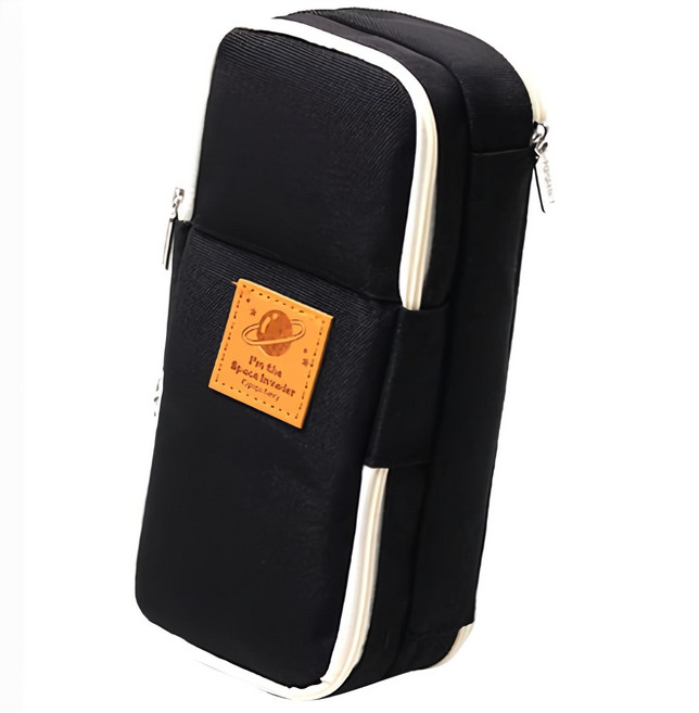 포포팬시 스페이스 3단 펜 파우치, 블랙, 1개