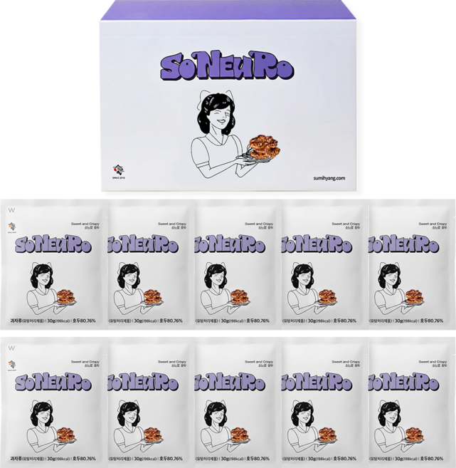 수미향 소느로 호두정과 수제 강정 답례품, 10개, 30g