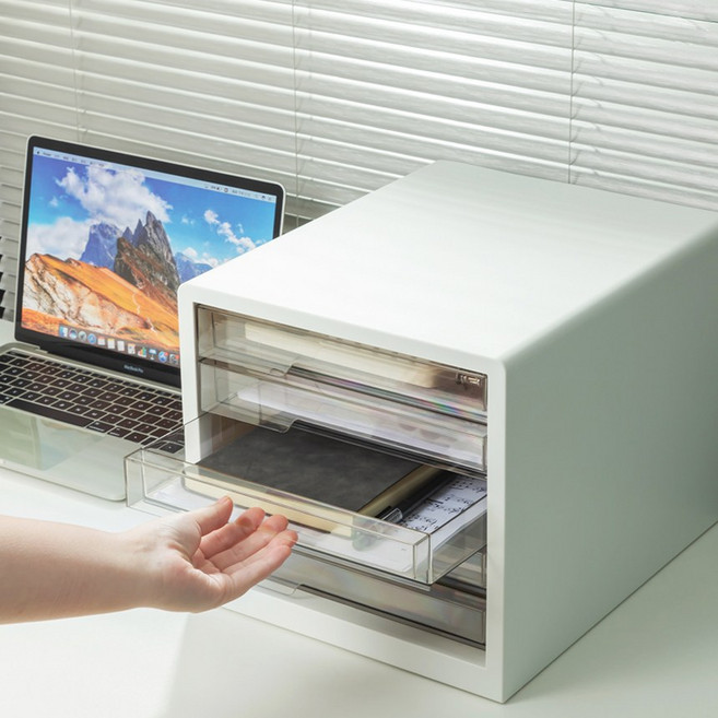 오토몬 A4 서류정리함 사무실 파일 문서 책상 데스크 정리 수납함, PB100 5단 서랍 화이트