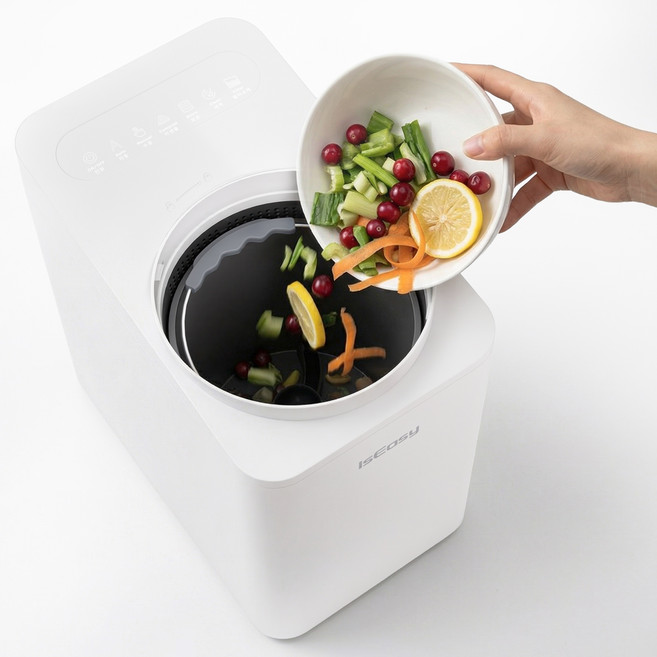 IsEasy 음식물 처리기 가정용 4.5L 대용량 음식물쓰레기 고온건조 분쇄 자동세척, 화이트, KC-08