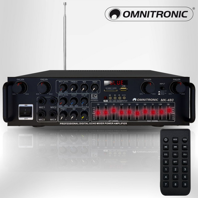 옴니트로닉 MK-480 4채널 640W 블루투스 이퀄라이져 매장용앰프 스피커앰프 4CH