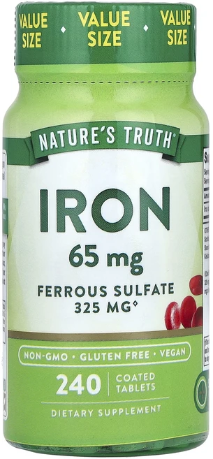 Nature's Truth 철분 황산제일철 65mg 코팅 정제 240정, NaturesTruth철분황산제일철65mg코팅정제240, 1개 - 쿠팡