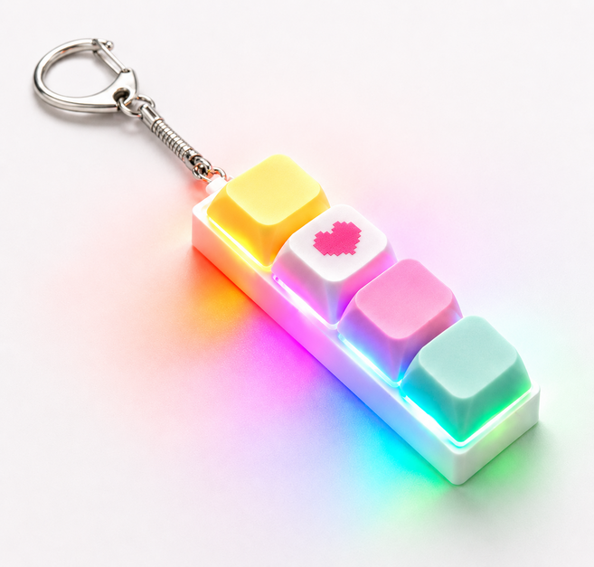 LED리뉴얼 하트마카롱립 키보드키링 키캡키링 딸깍이 키링 열쇠고리 키홀더