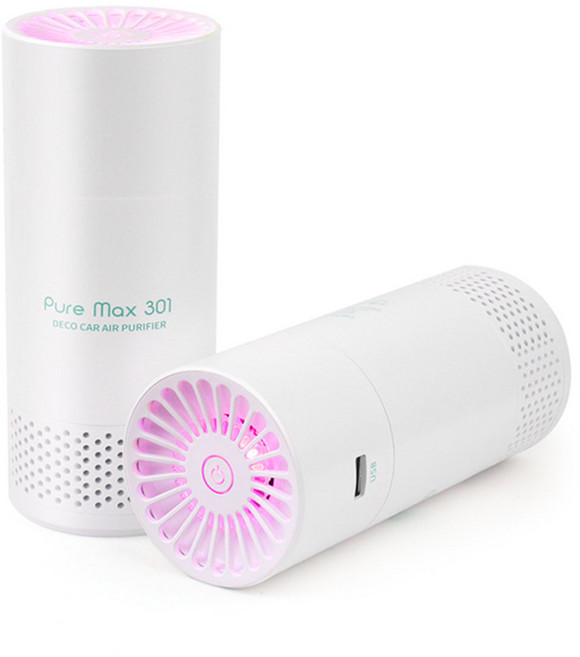 데코 PM301 원통형 미니 실내 및 차량용 공기청정기 (H11 헤파필터), 화이트