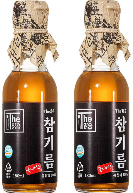 [더맑음] 국내산 통참깨 저온압착 1회착유 참기름, 1개, 180ml