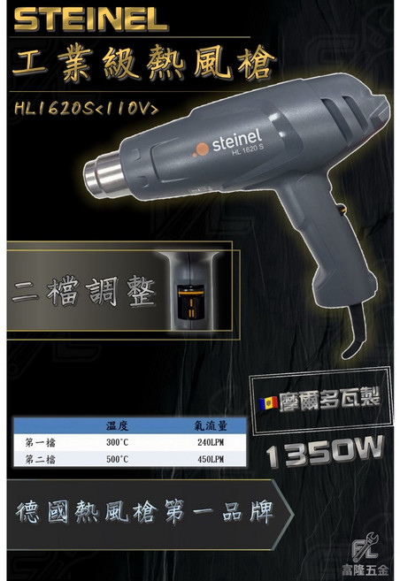 STEINEL 德國工業級熱風槍 HL1620S 110V, 1個