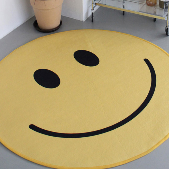 국산 스마일 원형러그 침실 거실 극세사 카펫 카페트 발매트 지름120cm