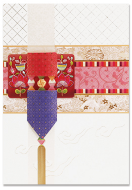 [솜씨카드] 화려한 장식 전통 축하 카드 자수 선물 매듭 보따리 편지 /SG-0045, 감사카드1개