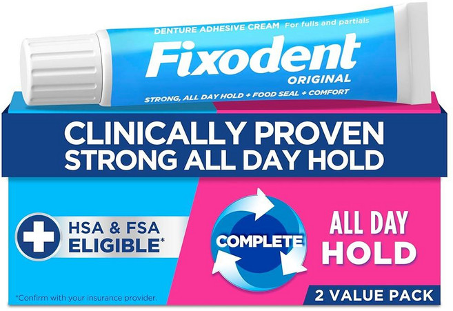Fixodent 컴플리트 오리지널 틀니 접착 크림 68g 트윈 195208, 2개