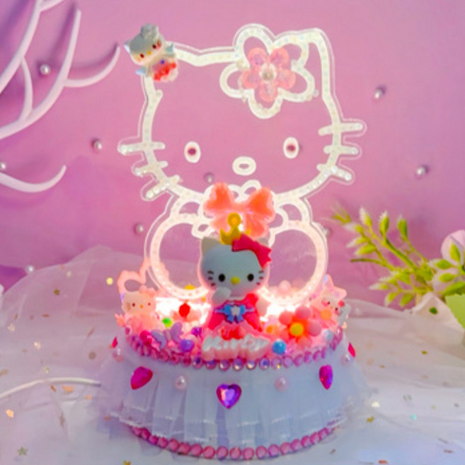 산리오 케이크 DIY 크림 데코 무드등 만들기 장난감 키즈 공예 SC41, 1개, 헬로키티