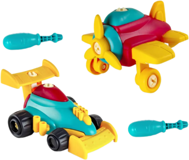 에브리굿 DIY 공구 2 IN 1 비행기 앤 차 조립 장난감, 1개, 혼합색상